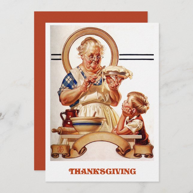 Vintage Art Thanksgiving Dinner Invitations (Front/Back)