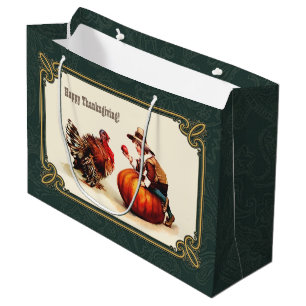 Vintage Art Thanksgiving Gift  Large Gift Bag