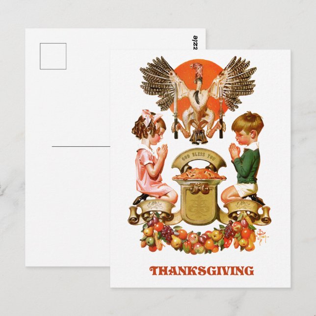 Vintage Art Thanksgiving Postcards (Front/Back)