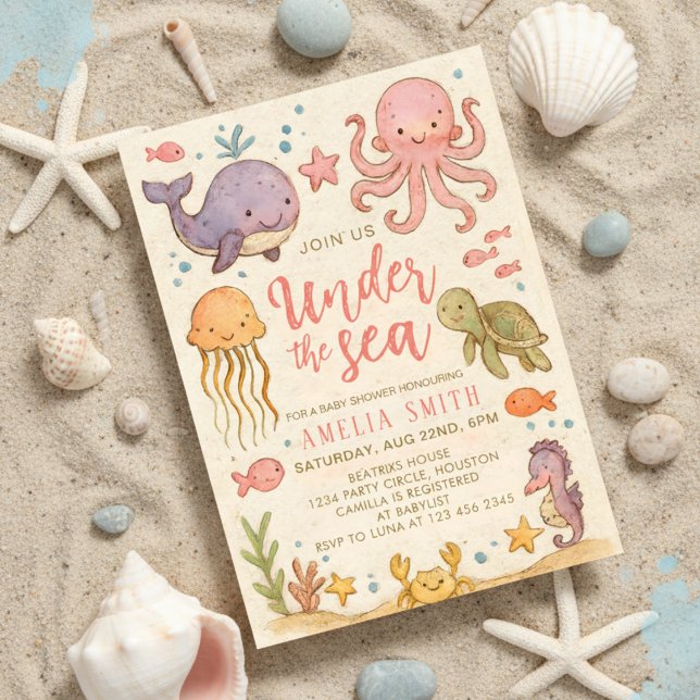vintage art under the sea baby shower invitation (Creator Uploaded)