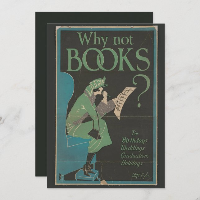 Vintage Art 'Why Not Books?' Birthday Card (Front/Back)