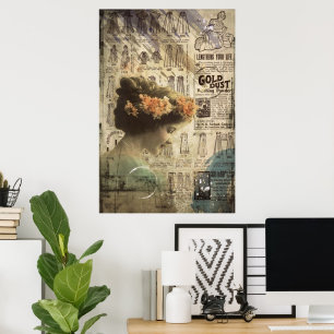 Vintage Art Woman She Longs For The Day Large Poster