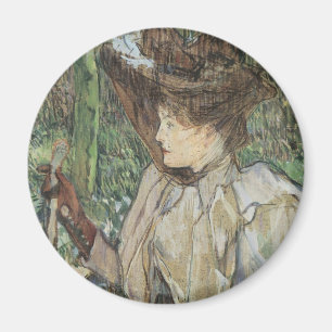 Vintage Art, Woman with Gloves by Toulouse Lautrec Magnet