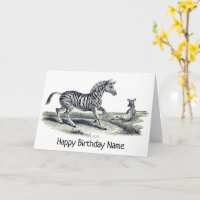 Vintage Art Zebra And Foal Animal Birthday