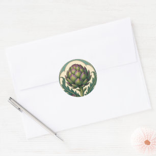 Vintage Artichoke Art Nouveau Style Kitchen Art Classic Round Sticker