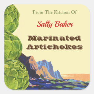 Vintage Artichokes Editable Recipe Sticker