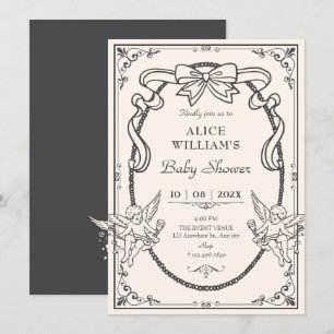Vintage artistic baroque baby shower invitation