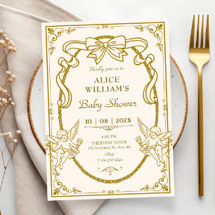 Vintage artistic baroque baby shower invitation