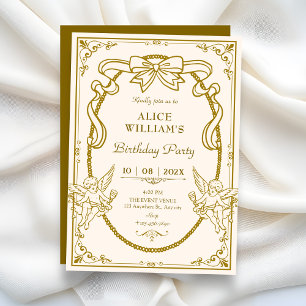 Vintage artistic baroque birthday invitation