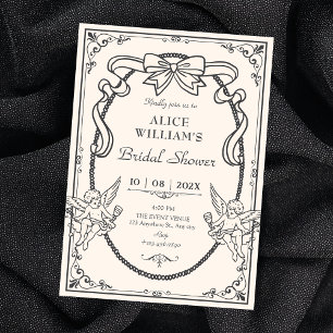 Vintage artistic baroque bridal shower invitation