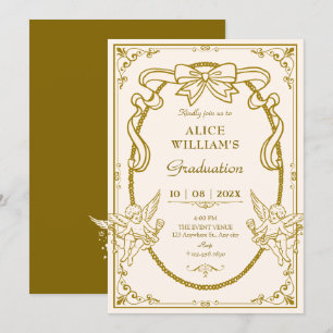 Vintage artistic baroque graduation invitation