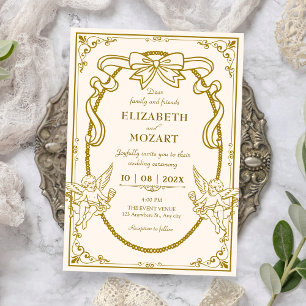 Vintage artistic baroque wedding invitation