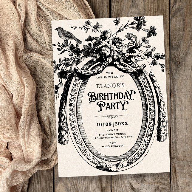 Vintage artistic botanical rustic birthday invitation (Creator Uploaded)