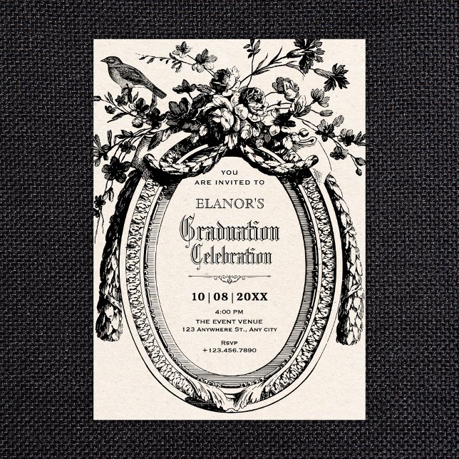 Vintage artistic botanical rustic graduation invitation (Creator Uploaded)