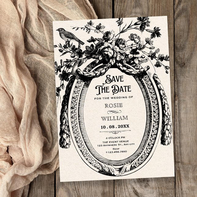 Vintage artistic botanical rustic wedding save the date (Creator Uploaded)