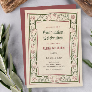 Vintage artistic florat art frame graduation invitation