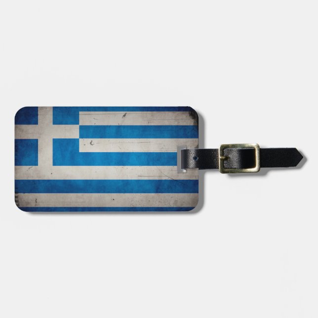 Vintage Artistic Grunge Greece Flag Luggage Tag (Front Horizontal)