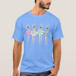Vintage Artistic Swimming Swimmers Swim Ring Pool  T-Shirt<br><div class="desc">Featuring cool modern illustration of synchronised women artistic swimmers with swim pool rings in retro colours. Swimmers from St. Tropez. Artistic swimmers gift design in a pastel colours. Cool swim team gift. synchronised swimming team gifts, synchronised swimming team coach gift. Artistic swimmers girl team gifts ideas. Artistic swimming home decor,...</div>