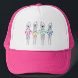 Vintage Artistic Swimming Swimmers Swim Ring Pool  Trucker Hat<br><div class="desc">Featuring cool modern illustration of synchronised women artistic swimmers with swim pool rings in retro colours. Swimmers from St. Tropez. Artistic swimmers gift design in a pastel colours. Cool swim team gift. synchronised swimming team gifts, synchronised swimming team coach gift. Artistic swimmers girl team gifts ideas. Artistic swimming home decor,...</div>