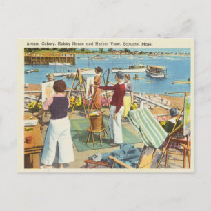 Vintage Artist's Colony Harbour View Scituate MA Postcard