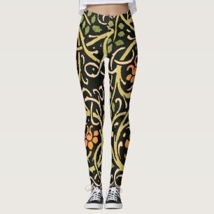 Vintage Arts and Crafts Floral Pattern Roycroft Leggings