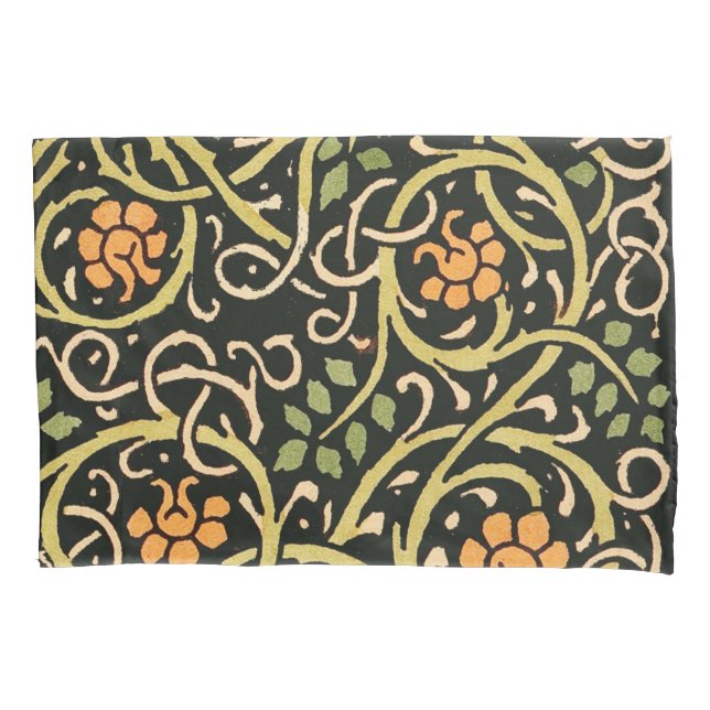 Vintage Arts and Crafts Floral Pattern Roycroft Pillowcase (Front)