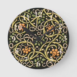 Vintage Arts and Crafts Floral Pattern Roycroft Round Clock