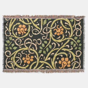 Vintage Arts and Crafts Floral Pattern Roycroft Throw Blanket
