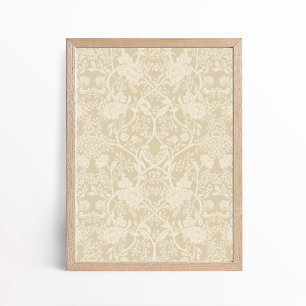 Vintage Arts and Crafts Style Peony Floral Poster