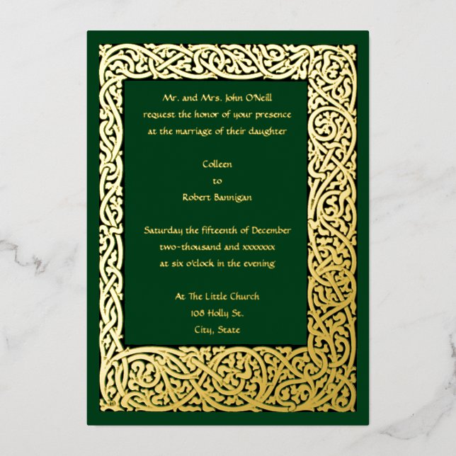 Vintage Arts & Crafts 1904 Foliage Border Wedding (Front)