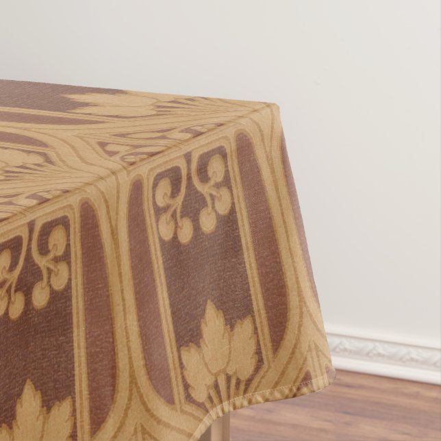 Vintage Arts & Crafts Berries & Foliage Pattern Tablecloth (In Situ)