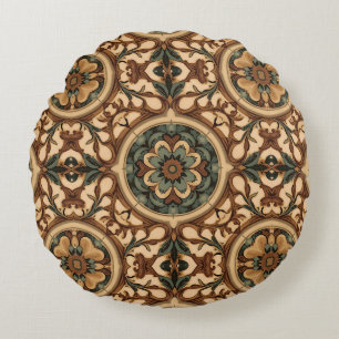 Vintage Arts & Crafts Craftsman, Mission Style Round Cushion