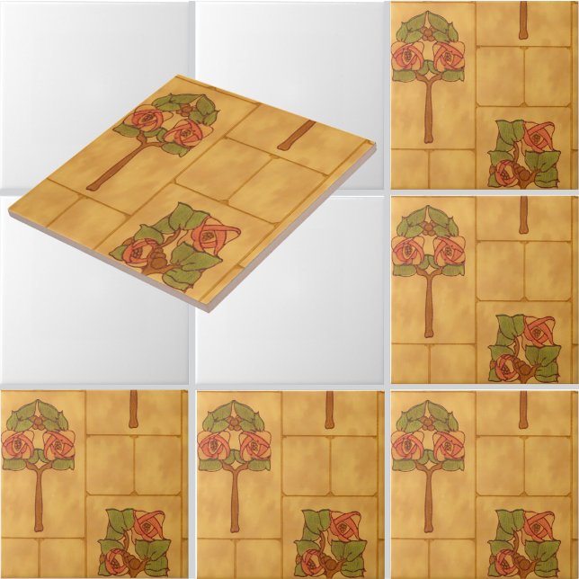 Vintage Arts & Crafts Floral Bouquets Pattern Tile (Creator Uploaded)