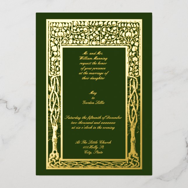 Vintage Arts & Crafts Fruit Tree Border Wedding  (Front)