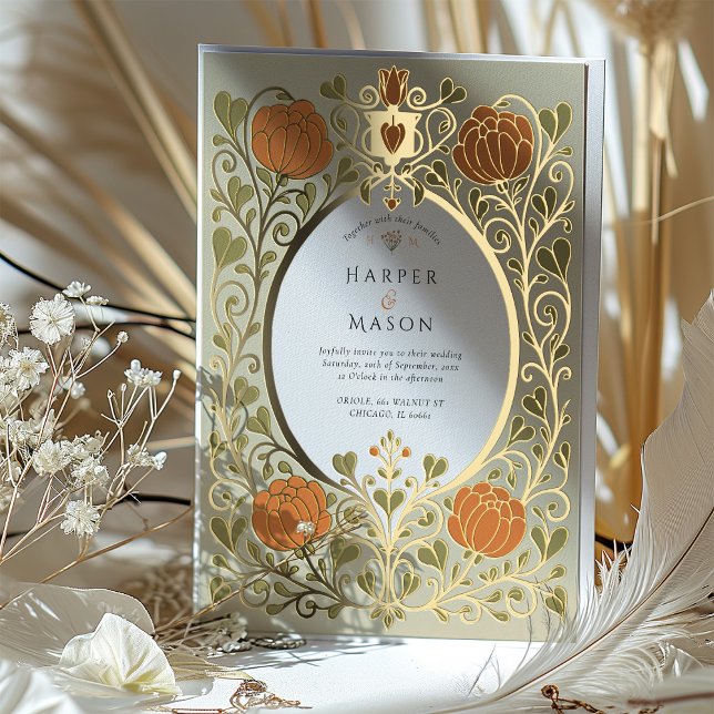 Vintage Arts & Crafts Orange Floral Wedding (Creator Uploaded)