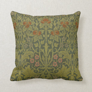 Vintage Arts & Crafts Style Apple Pattern Fabric Cushion
