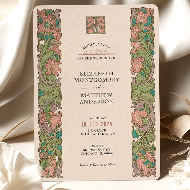 Vintage Arts & Crafts Wedding Invitation (Creator Uploaded)