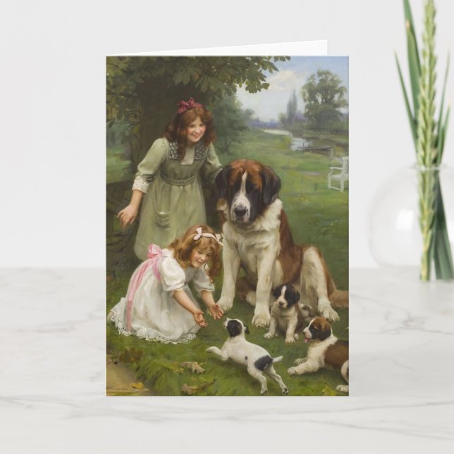 Vintage Artwork - Playing in the Park, Card (Front)