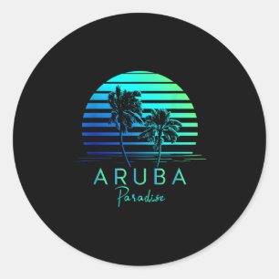 Vintage Aruba Beach Vibes Vacation Souvenir  Classic Round Sticker