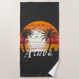 Vintage Aruba Palm Trees Summer Beach Towel