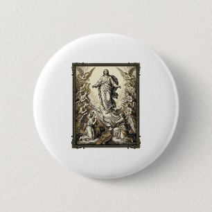 Vintage Ascension Angel Engraving Vector Art_1 6 Cm Round Badge
