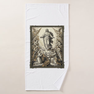 Vintage Ascension Angel Engraving Vector Art_1 Bath Towel