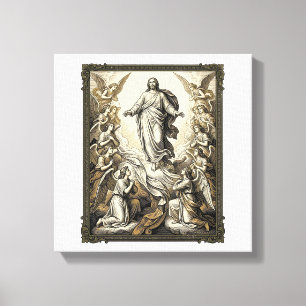 Vintage Ascension Angel Engraving Vector Art_1 Canvas Print