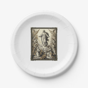Vintage Ascension Angel Engraving Vector Art_1 Paper Plate