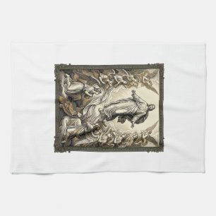 Vintage Ascension Angel Engraving Vector Art_1 Tea Towel