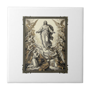 Vintage Ascension Angel Engraving Vector Art_1 Tile