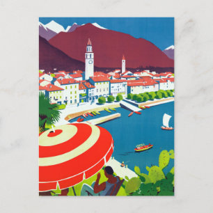 Vintage Ascona Switzerland Travel Postcard