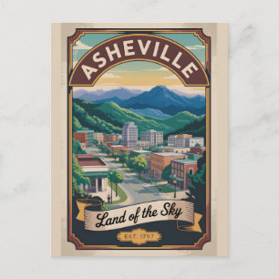 Vintage Asheville North Carolina Retro Travel  Postcard