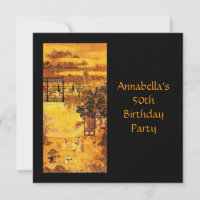 Vintage Asian Art Gold 50th Birthday