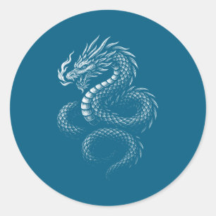 Vintage Asian Dragon Classic Round Sticker